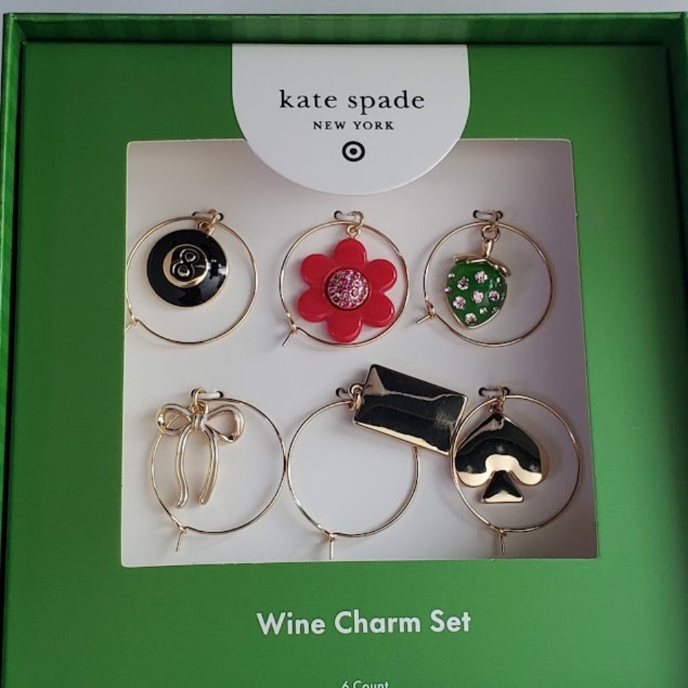 Kate Spade New York x Target Wine Charm Set 6 Count Enamel Gold Tone New in Box